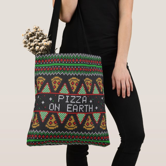 Tote Bag Pizza Ugly Christmas Sweat (De près)