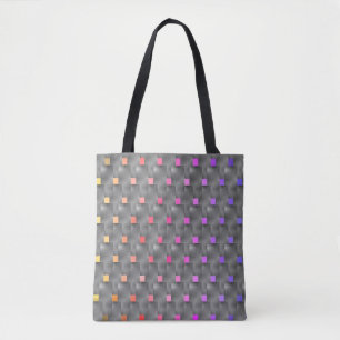 Tote Bag Placas cinza, quadros amarelo, salmão, rosa, lilás