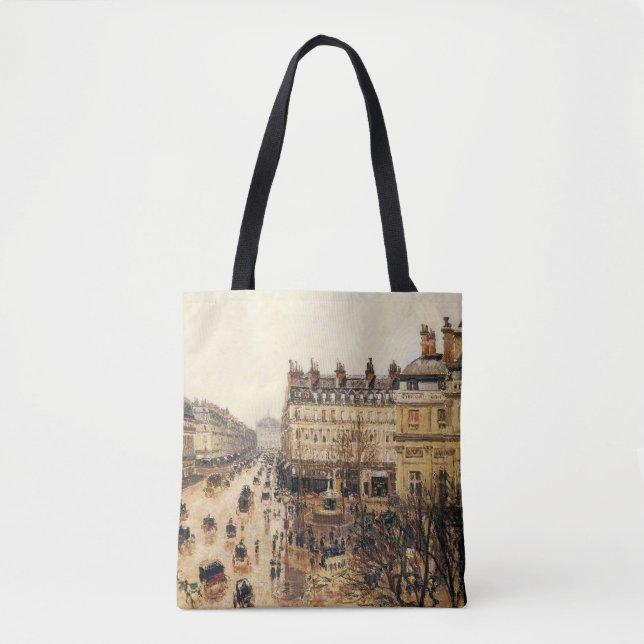 Tote Bag Place du Théâtre Français, Paris Pluie par Pissarr (Devant)