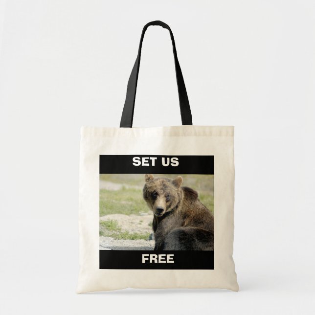 Tote Bag Placez-nous libres, sauvez les ours (Devant)