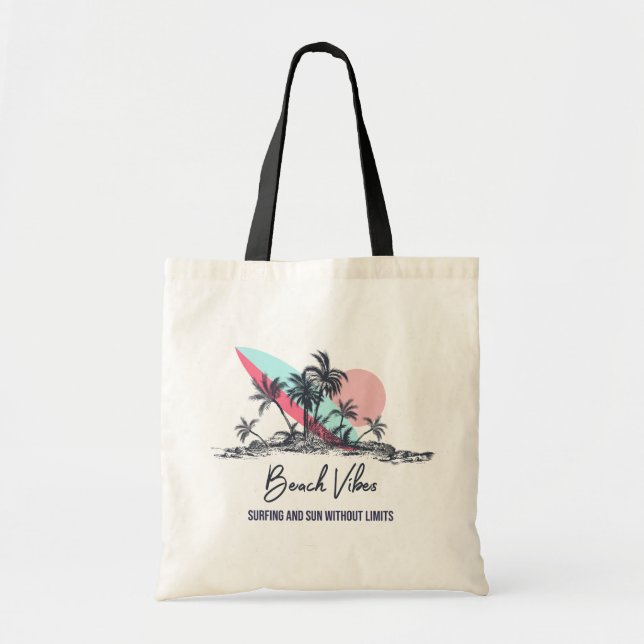 Tote Bag Plage aux Palmiers  (Devant)