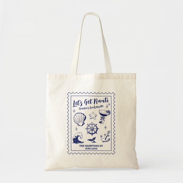 Tote Bag Plage Bachelorette Fêtons Nauti Vintage (Devant)