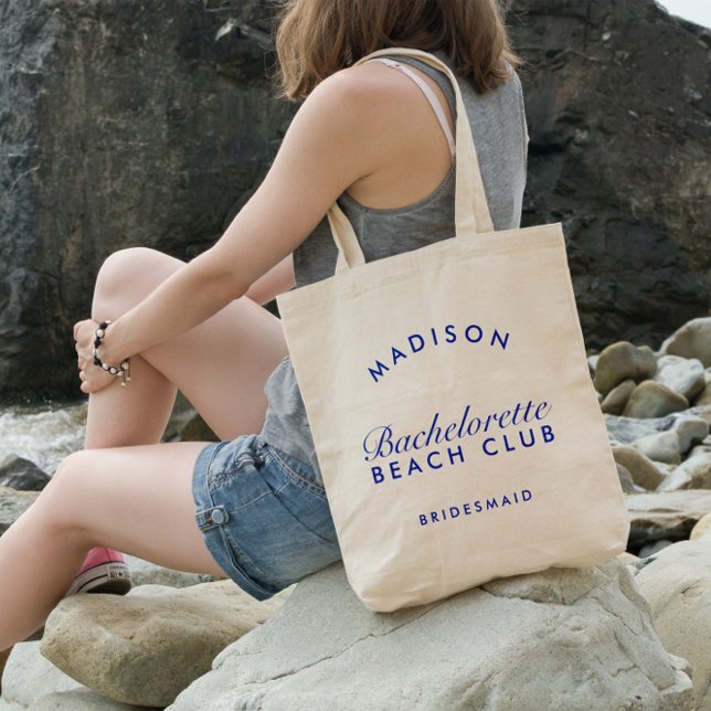Tote Bag Plage Bachelorette Rétro Moderne Personnalisé (Beach Bachelorette Retro Modern Personalized Tote Bag)