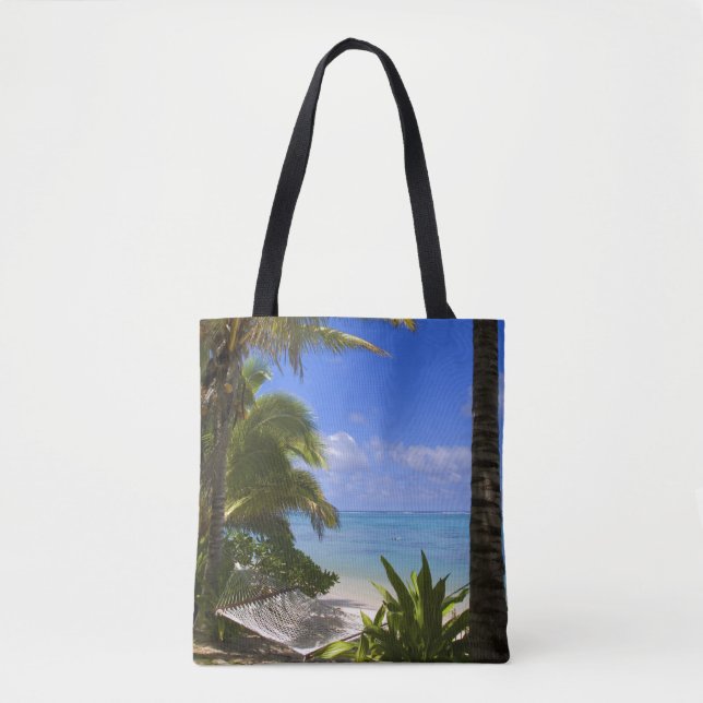 Tote Bag Plage bordée de palmiers Îles Cook 2 (Devant)