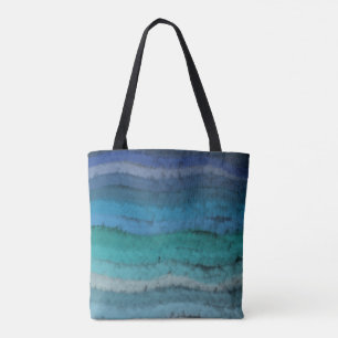 Tote Bag Plage Côtière Vagues salées sur Noir