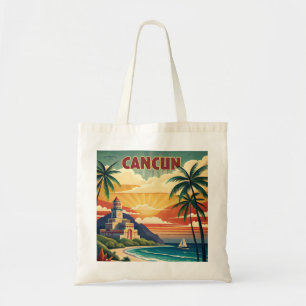 Tote Bag Plage de Cancun Vintage voyage Mexique