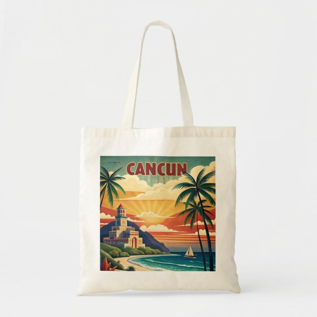 Tote Bag Plage de Cancun Vintage voyage Mexique (Devant)