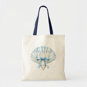Tote Bag Plage de coquillages bleu chic