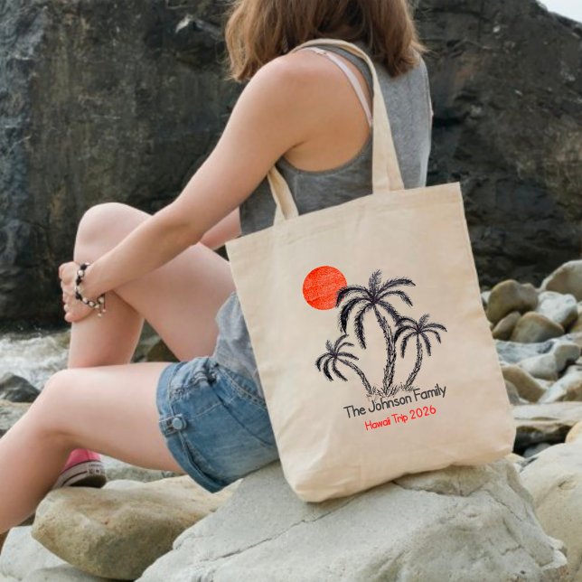 Tote Bag Plage de coucher de soleil tropical Palmier Vacanc (Créateur téléchargé)