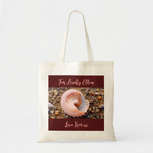 Tote Bag Plage de Jolie Coquille Rose Photo avec texte pers