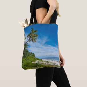 Tote Bag Plage de Kolovai bordée de palmiers