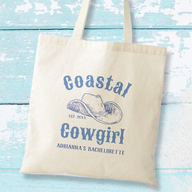 Tote Bag Plage de la cowgirl côtière Bachelorette personnal (Coastal Cowgirl Beach Bachelorette Custom Tote Bag)