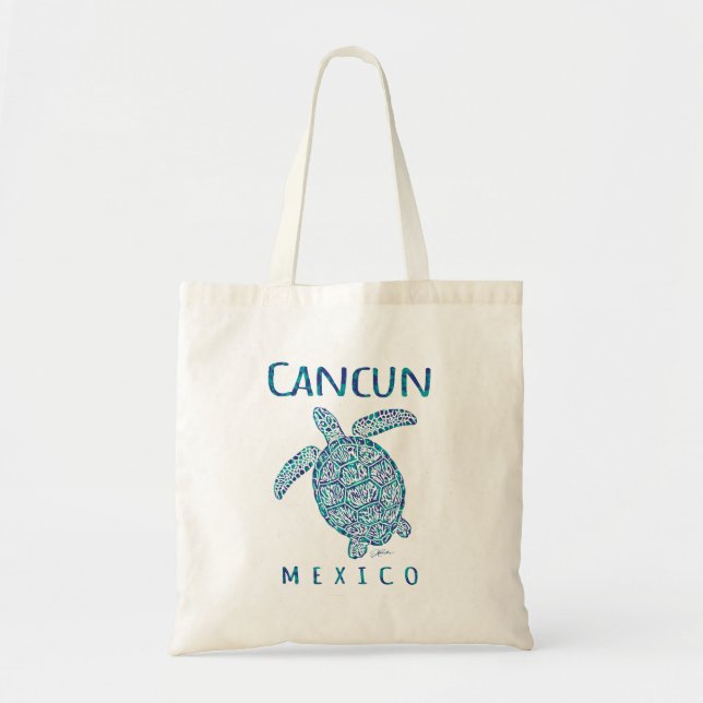 Tote Bag Plage de la tortue de mer de Cancun Mexique (Devant)