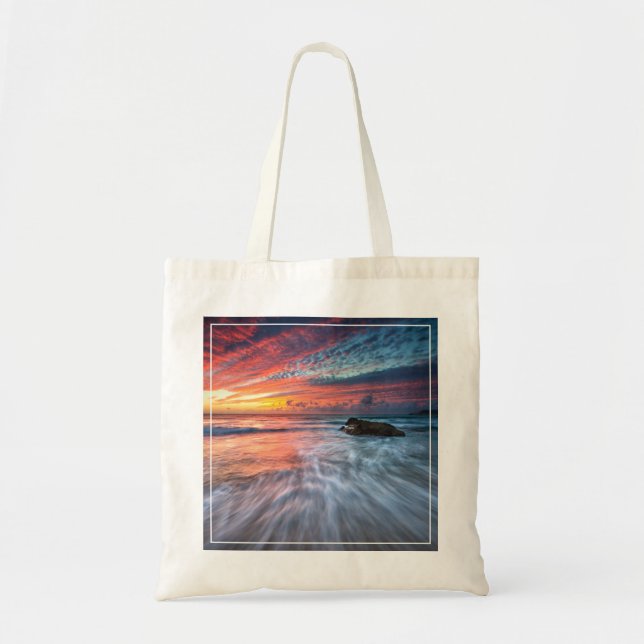 Tote Bag Plage en pierre spectaculaire du coucher du soleil (Devant)