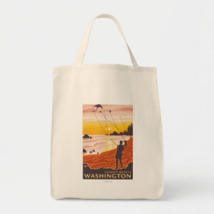 Tote Bag Plage et cerfs-volants - Sunset Beach, Washington