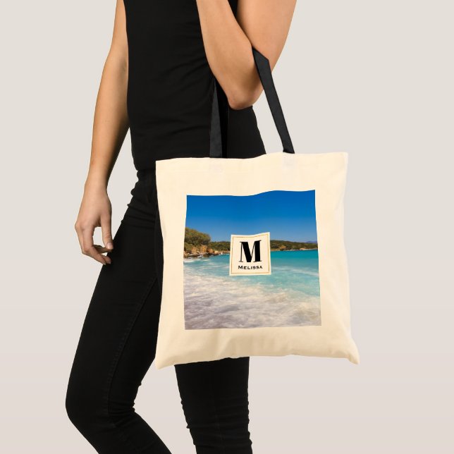 Tote Bag Plage exotique Île tropicale Paradis Monogramme (Devant (produit))