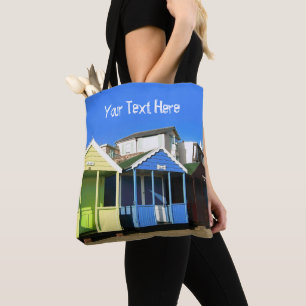 Tote Bag Plage huttes bleu ciel anglais photo de bord de me