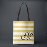 Tote Bag Plage Jaune & Blancs Monogramme Chic<br><div class="desc">Laissez-vous charmer par ce sac fourre-tout vert de mer et rayé.  Disponible dans de nombreuses couleurs dont le jaune,  le gris,  le bleu,  le violet,  le vert et le rose.  Voir notre collection de totes pour plus de couleurs de ce sac.</div>