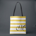 Tote Bag Plage Jaune & Blancs Monogramme Chic<br><div class="desc">Laissez-vous charmer par ce sac fourre-tout vert de mer et rayé.  Disponible dans de nombreuses couleurs dont le jaune,  le gris,  le bleu,  le violet,  le vert et le rose.  Voir notre collection de totes pour plus de couleurs de ce sac.</div>