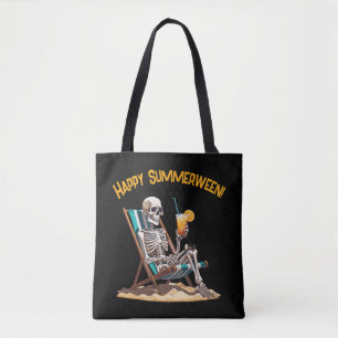 Tote Bag Plage Lounge Squelette Halloween