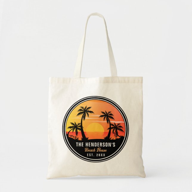 Tote Bag Plage Maison de vacances Famille Réunion Palmiers  (Devant)