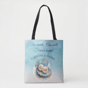 Tote Bag Plage Mariage Pearls Shell Elégant thème Océan