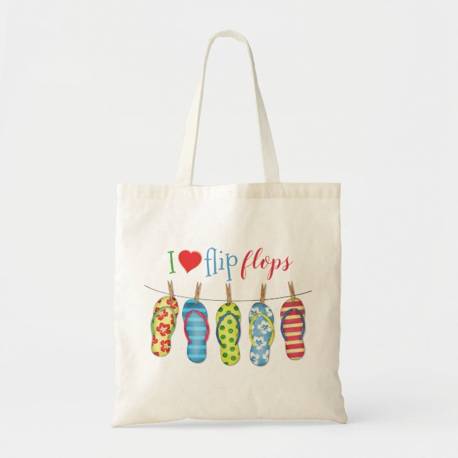 Tote Bag Plage mignonne I Lote Flip Flops mignonne Girly He (Devant)