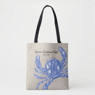 Tote Bag Plage nautique vintage fraîche de coutume de crab