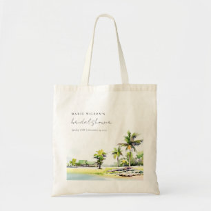 Tote Bag Plage Palm Trees Aquarelle Fête des mariées