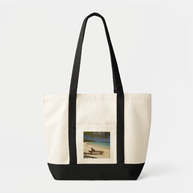Tote Bag Plage, palmiers et transat (Devant)