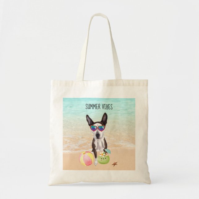 Tote Bag Plage Pit Bull Terrier Mix (Devant)
