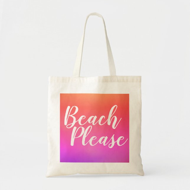 Tote Bag Plage Please Orange Hot Pink Ombre Beach (Devant)