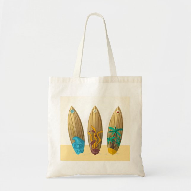 Tote Bag Plage Retro Surfboard Trio (Devant)