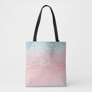 Tote Bag Plage rose et vague