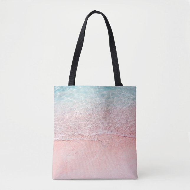 Tote Bag Plage rose et vague (Devant)