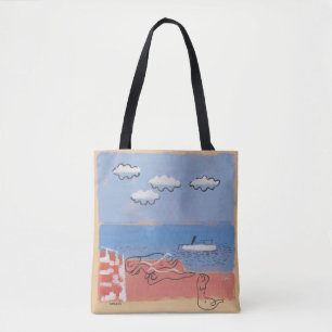 Tote Bag Plage, sable et ciel bleu Art contemporain été
