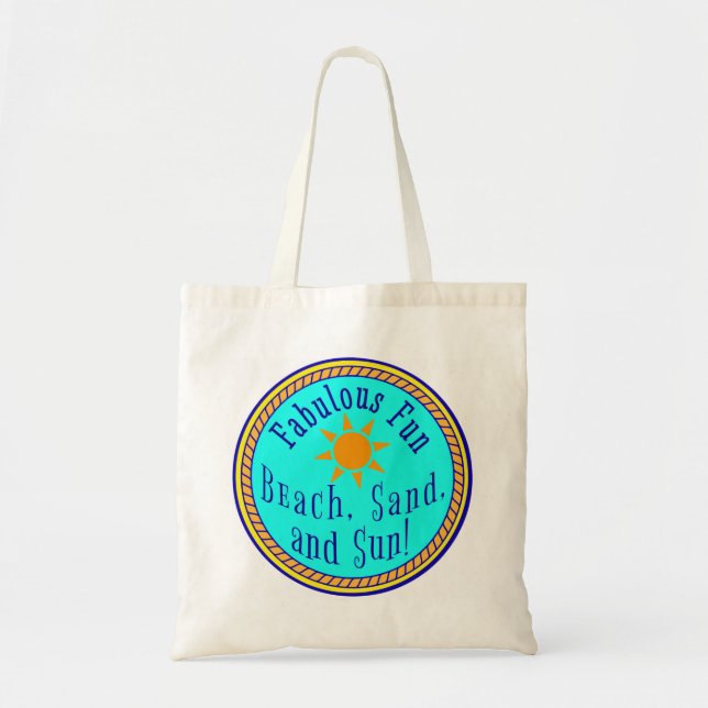 TOTE BAG PLAGE, SABLE ET SOLEIL ! FABULEUX FUN SUNNY PARTI (Devant)