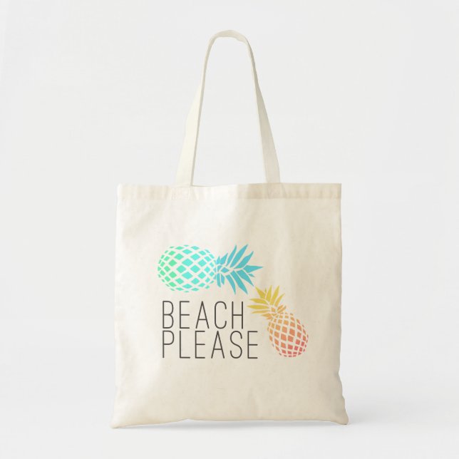 Tote Bag "plage s'il vous plaît", ananas coloré (Devant)