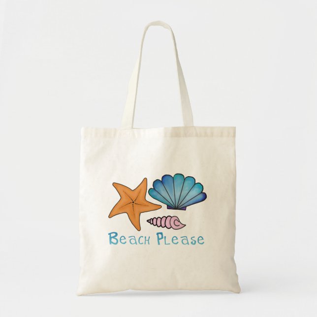 Tote Bag Plage s'il vous plaît avec des coquilles (Devant)