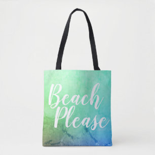 Tote Bag Plage S'il vous plaît Turquoise Blue Ombre Beach