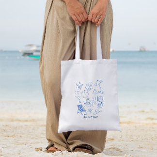 Tote Bag Plage Sun Salt Sand Doodle