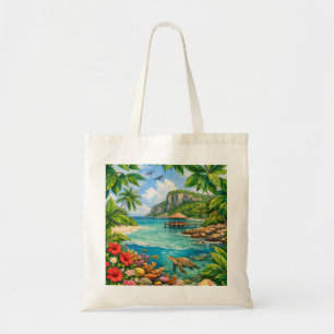Tote Bag Plage tropicale aux tortues marines de Cayman Brac
