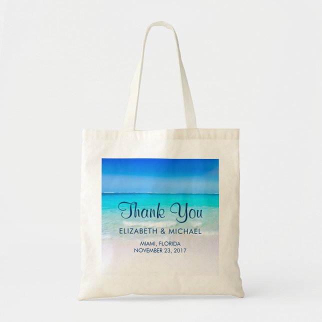 Tote Bag Plage tropicale avec Mariage de mer turquoise (Devant)