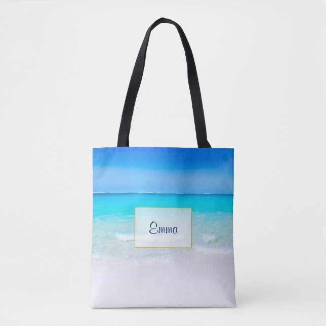Tote Bag Plage tropicale avec une mer turquoise Personnalis (Devant)