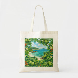 Tote Bag Plage tropicale de Coco de Mer à Praslin aux Seych