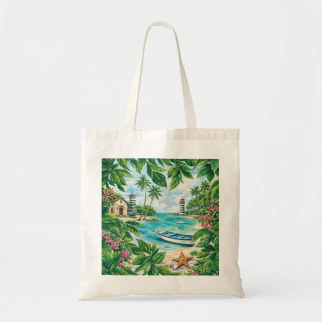 Tote Bag Plage tropicale du phare de Bayahibe (Devant)