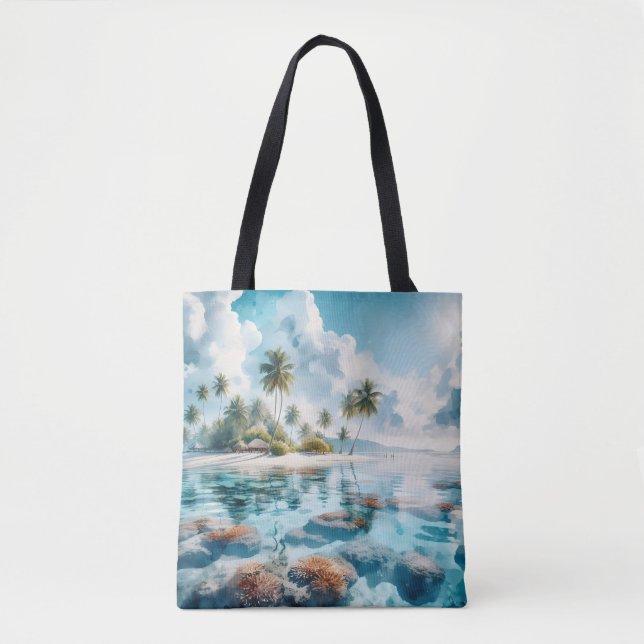Tote Bag Plage tropicale Maldives Destination mariage moder (Devant)