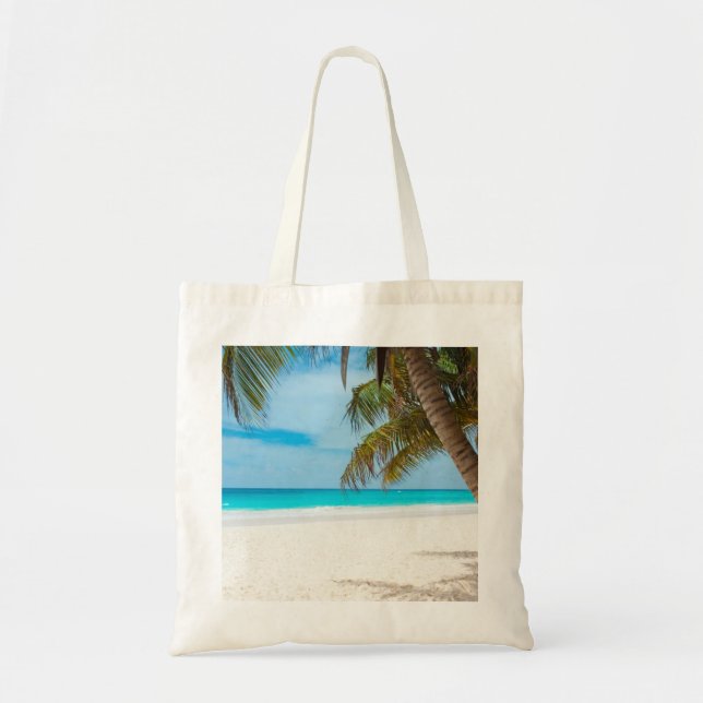 Tote Bag Plage tropicale Turquoise (Devant)