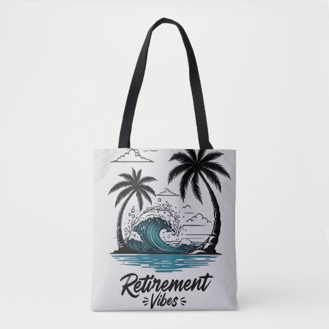Tote Bag Plage tropicale vague & palmier (Devant)