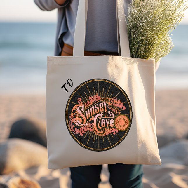 Tote Bag Plage Vintage tropicale Sunset Cove (Créateur téléchargé)